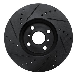 Toyota Yaris Brake Rotor (1) - Front Right - R1 Concepts - Drilled & Slotted - Black - `12-`18